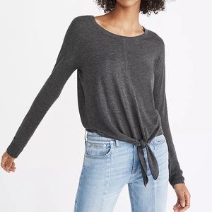 Madewell Modern Tie-Front Sweater in Heather Cavern